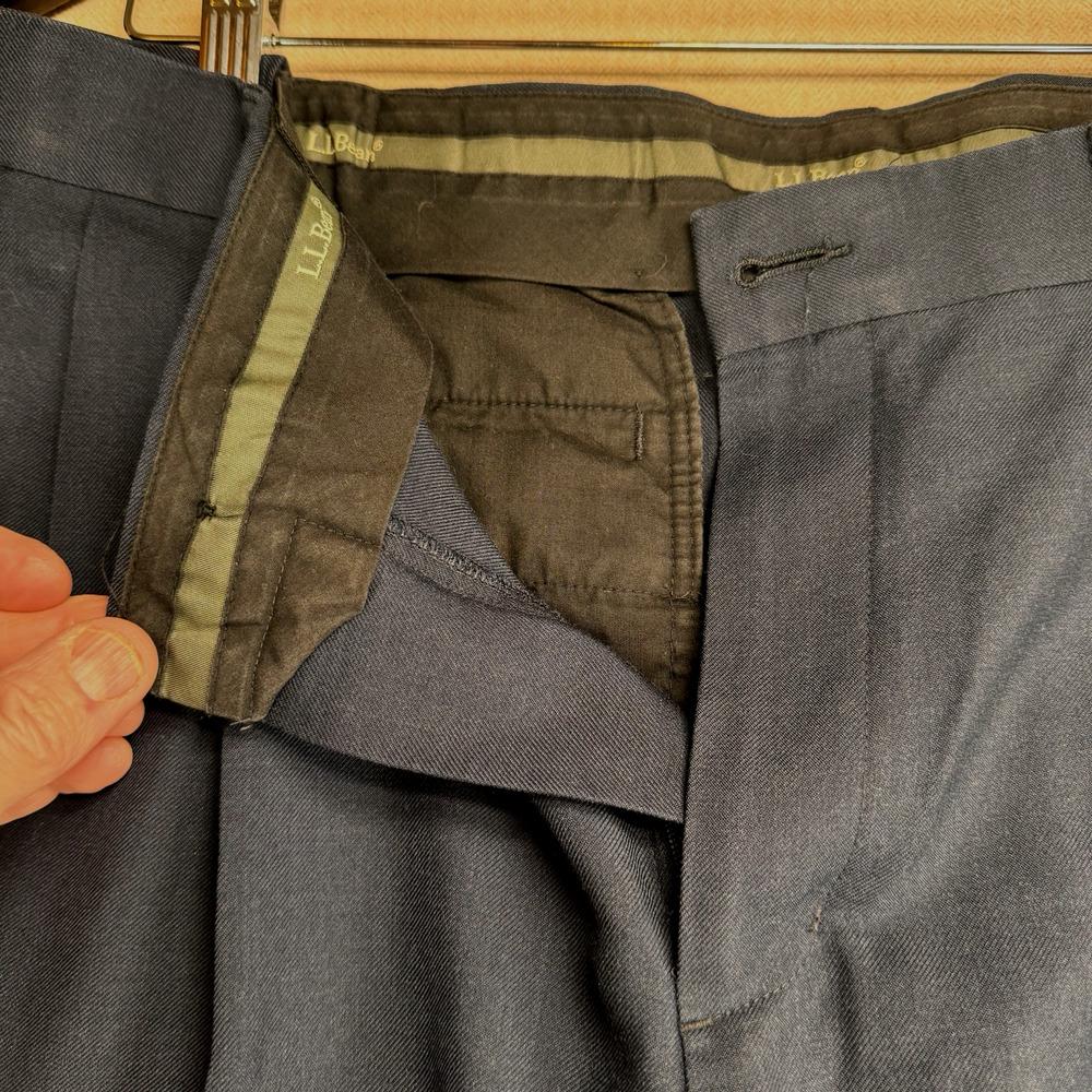 L L Bean Comfort Waist Wool Pants 36x32 Men's BLACK Dress Pants #285314 Vintage - Picture 6 of 6